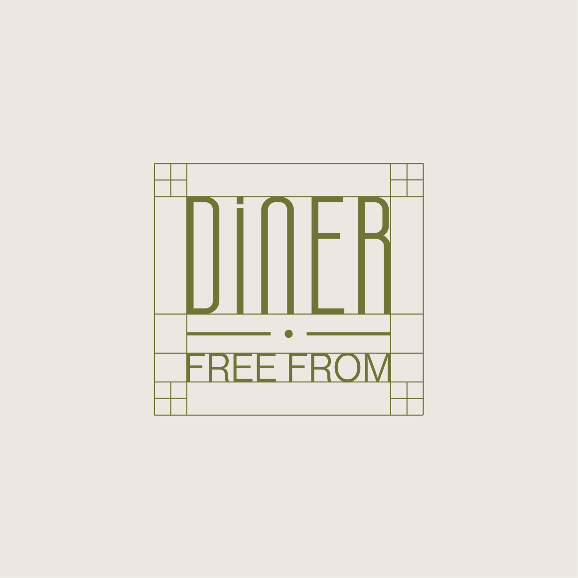 Diner Free From logo construction guide showing clear space, on a cream background
